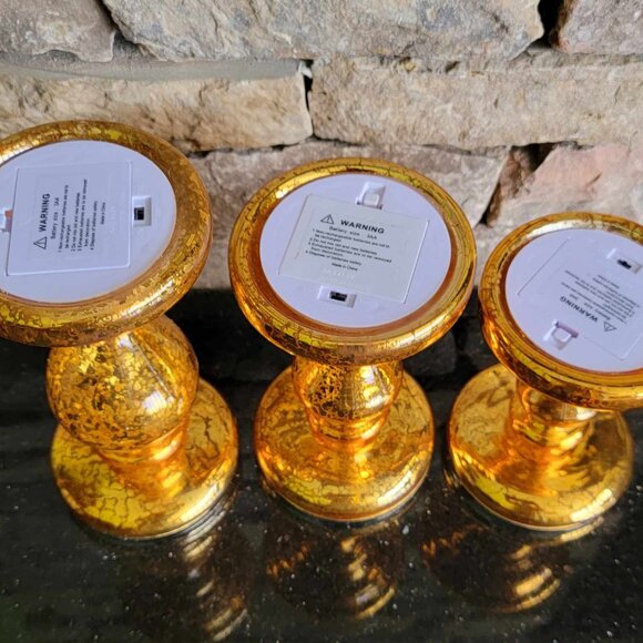 NEW Set of 3 Illuminated Mercury Glass Pedestals Valerie Parr Hill - Picture 4 of 4